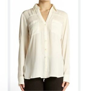 Express Portofino Ivory Button-Down Blouse